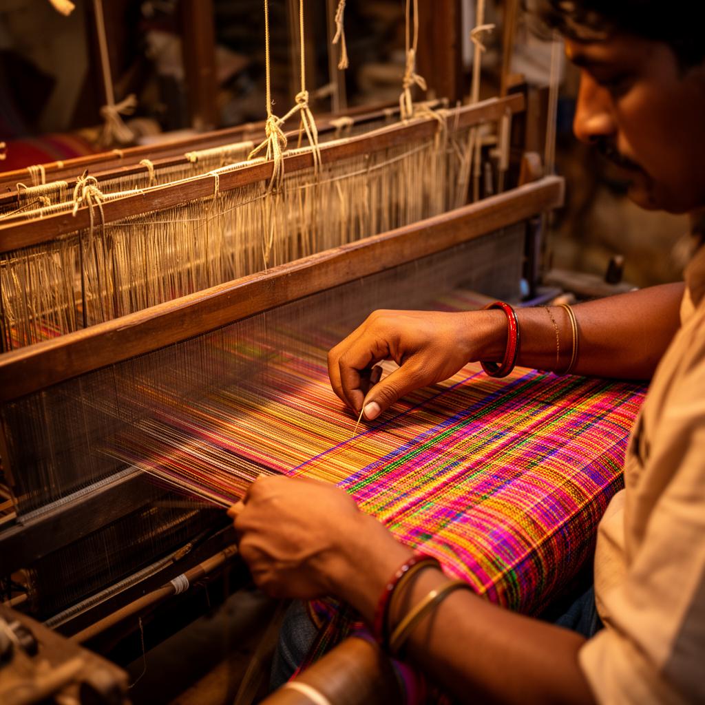 Indian artisan weaving